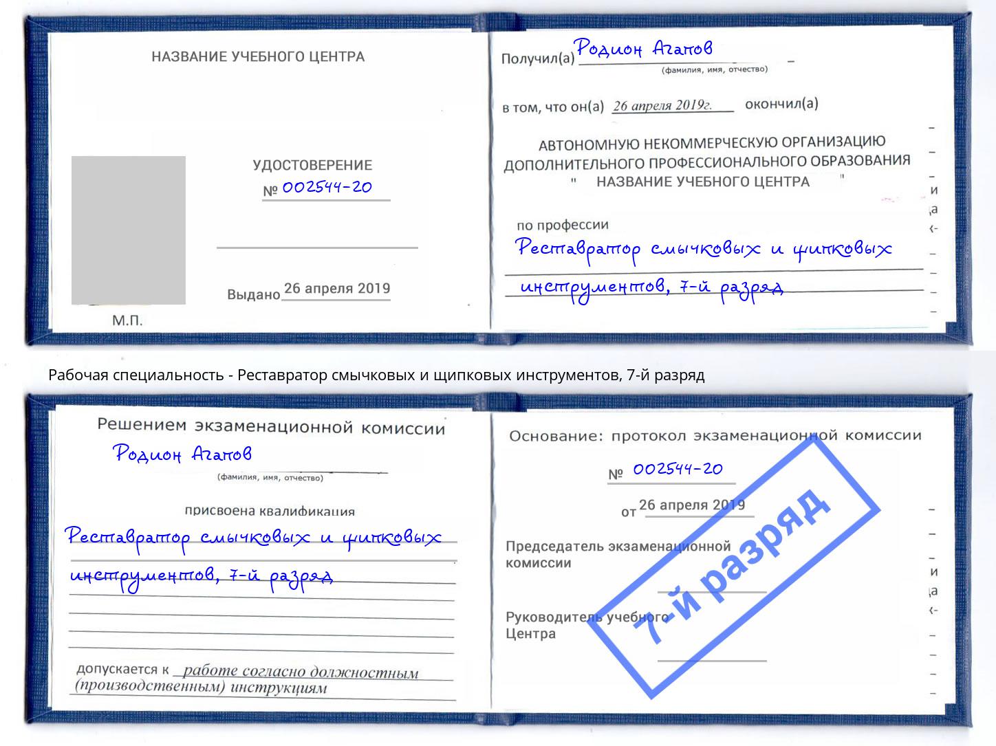 корочка 7-й разряд Реставратор смычковых и щипковых инструментов Мелеуз