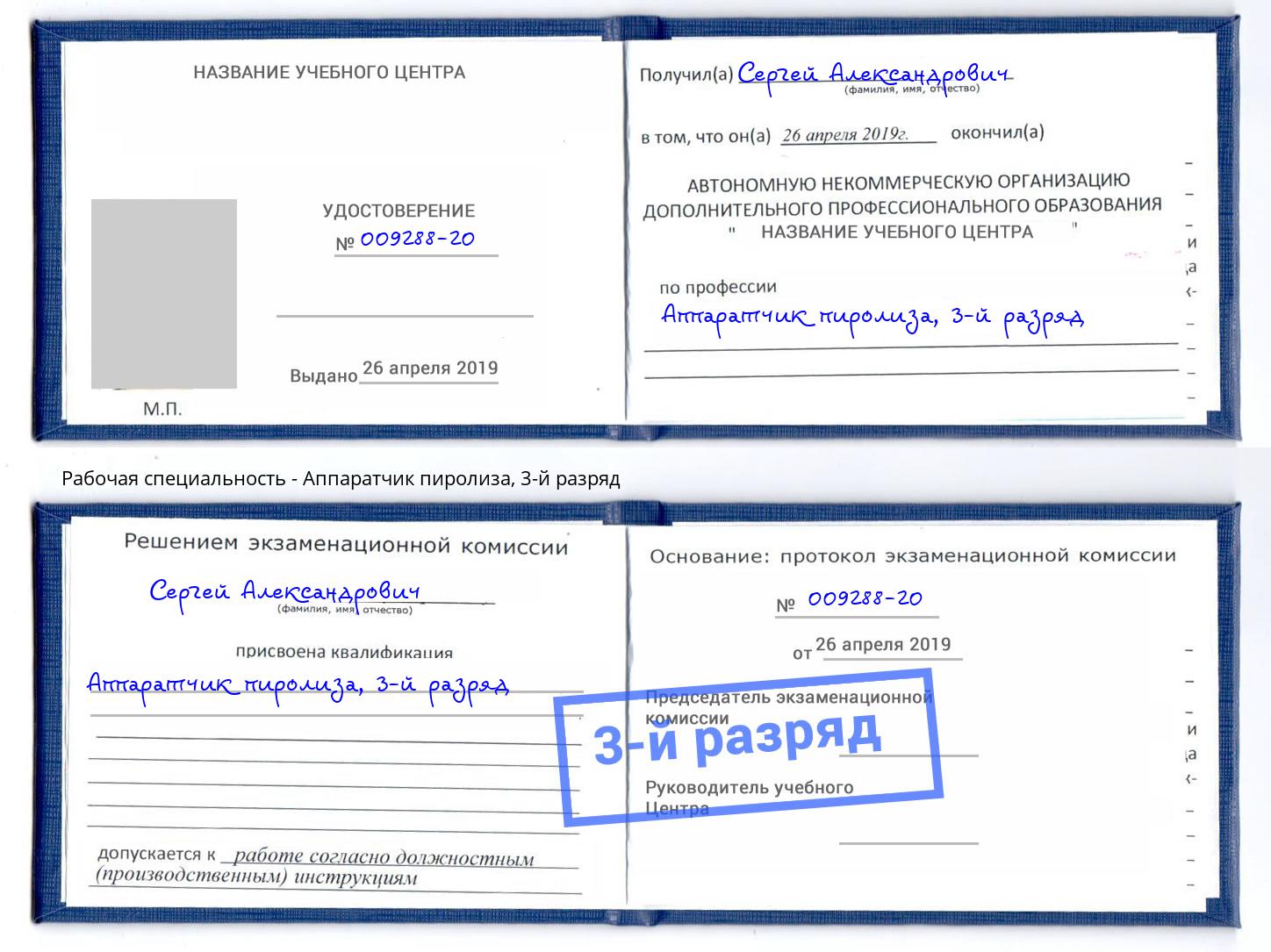 корочка 3-й разряд Аппаратчик пиролиза Мелеуз