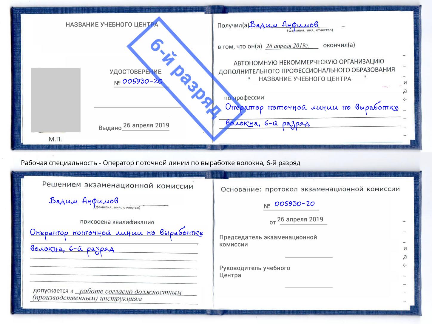 корочка 6-й разряд Оператор поточной линии по выработке волокна Мелеуз